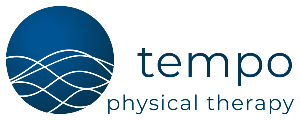 Logo for Tempo Physical Therapy. Blue sphere with waves.